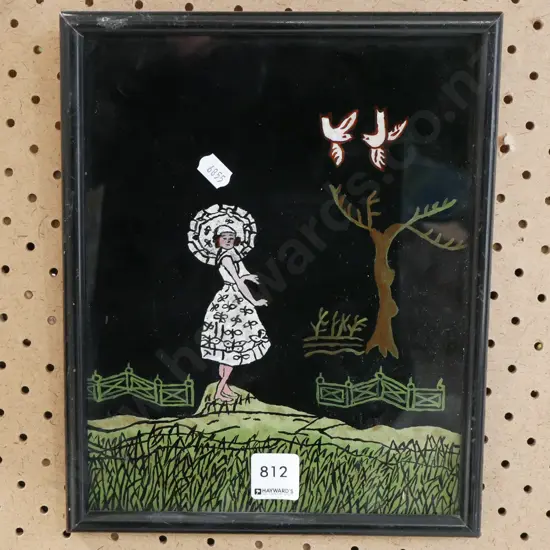 framed mixed media - girl and umbrella