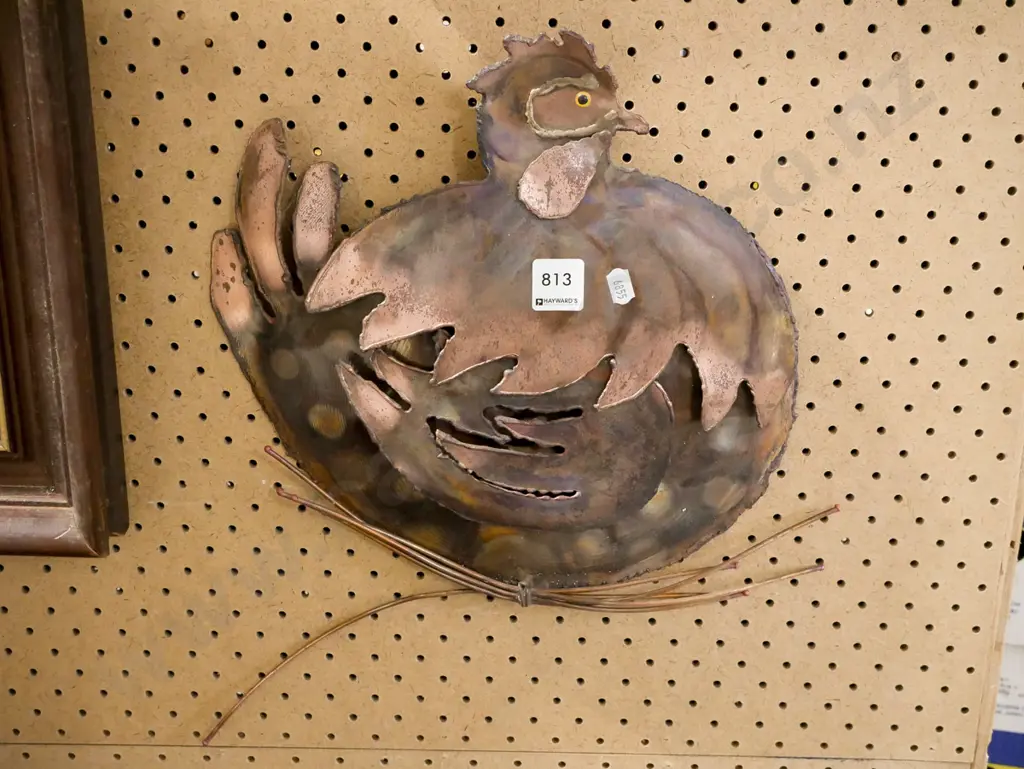 metal wall art - chicken on branch Image 1++