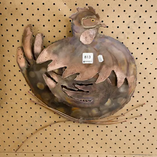 metal wall art - chicken on branch