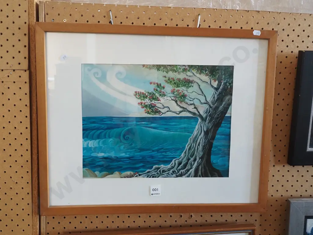 framed print - pohutukawa coastal scene Image 1++