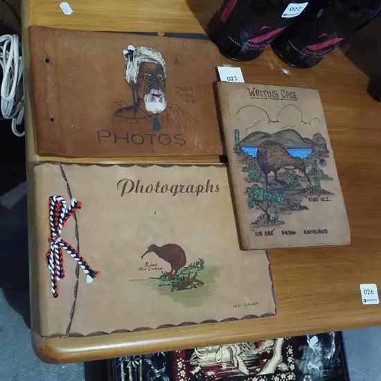 tooled leather photo albums, writing case