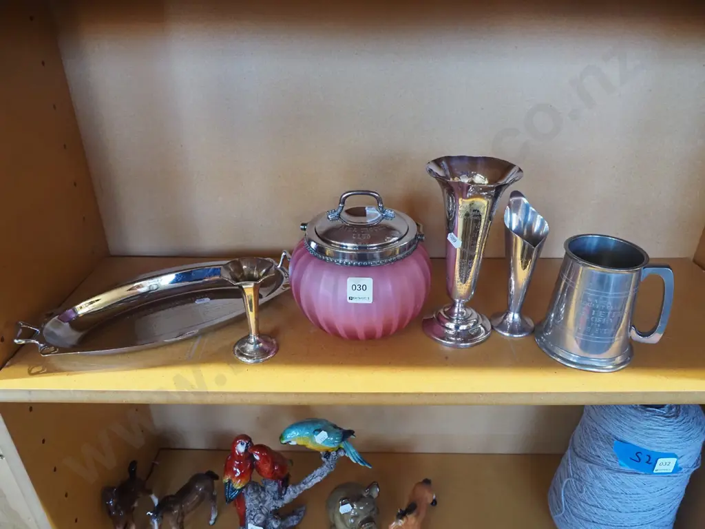 engraved presentation items - tray, biscuit barrel, vases etc Image 1++