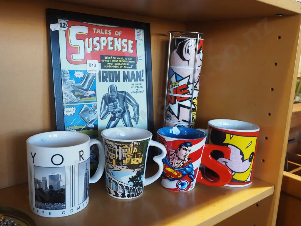 reproduction Ironman print, various tea and coffee cups Image 1++