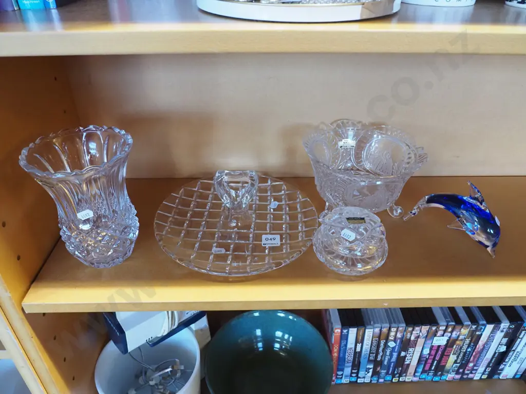 cut crystal bowl, dolphin figurine, vase etc Image 1++
