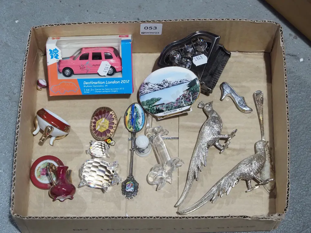 box; Limoges miniature, crystal pig, cast metal pheasants etc Image 1++