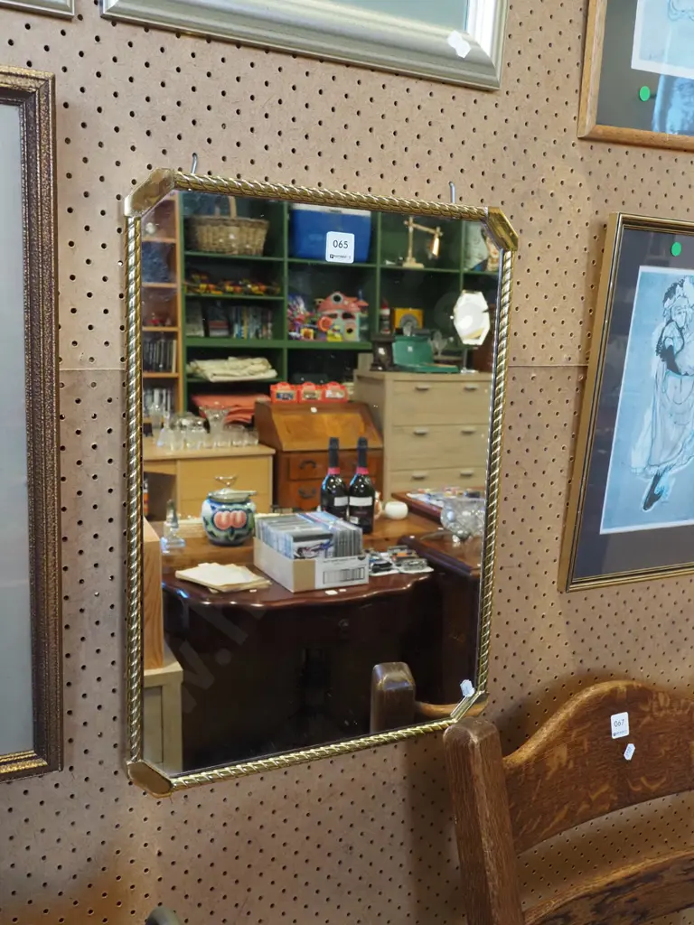 brass framed wall mirror H530 Image 1++