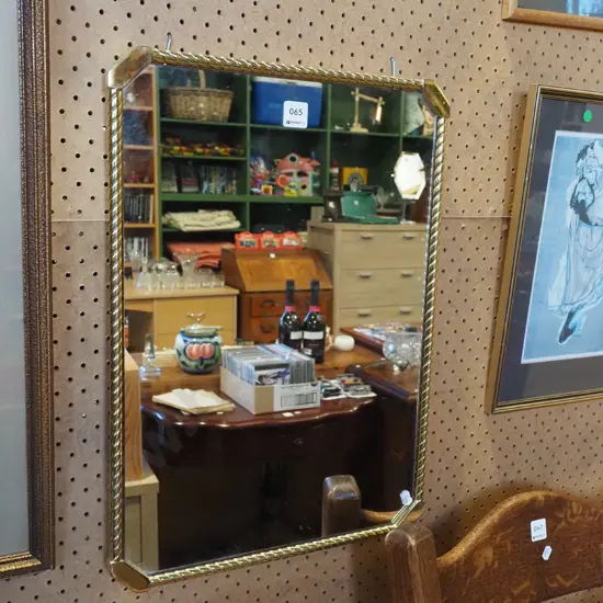 brass framed wall mirror H530