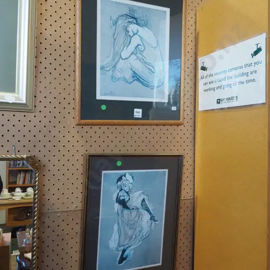 2x framed prints - green dots