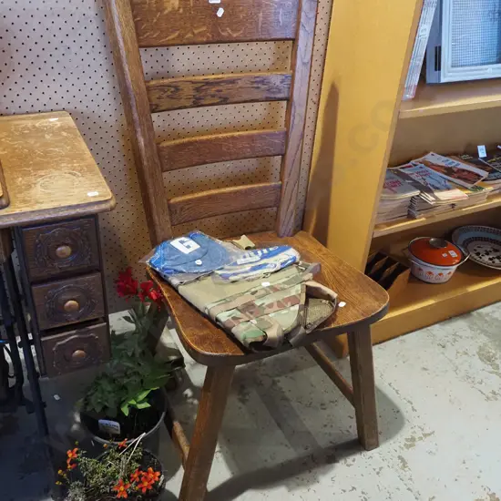 heavy oak ladder back chair