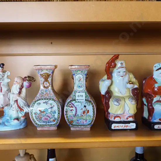 Chinese good fortune figurines, 2x vases