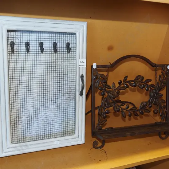 box for hanging necklaces, cast metal cookbook stand