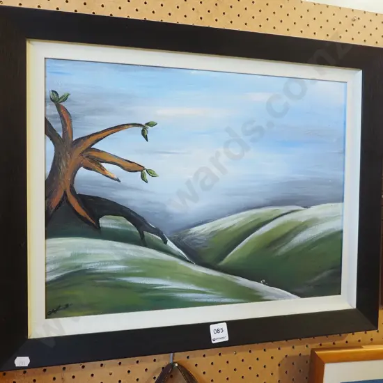 framed acrylic - landscape - damage