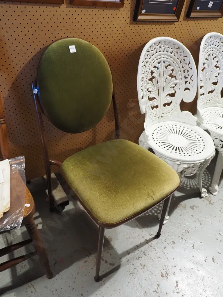 metal, plastic green reception chair - rip in fabric Image 1++