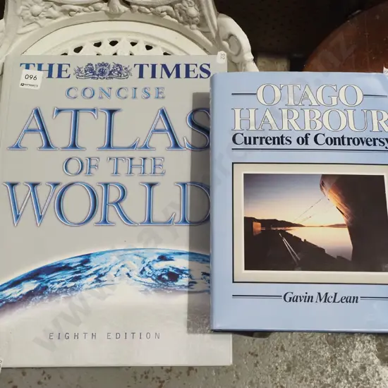 2 books - Times Atlas of the World, Otago Harbour