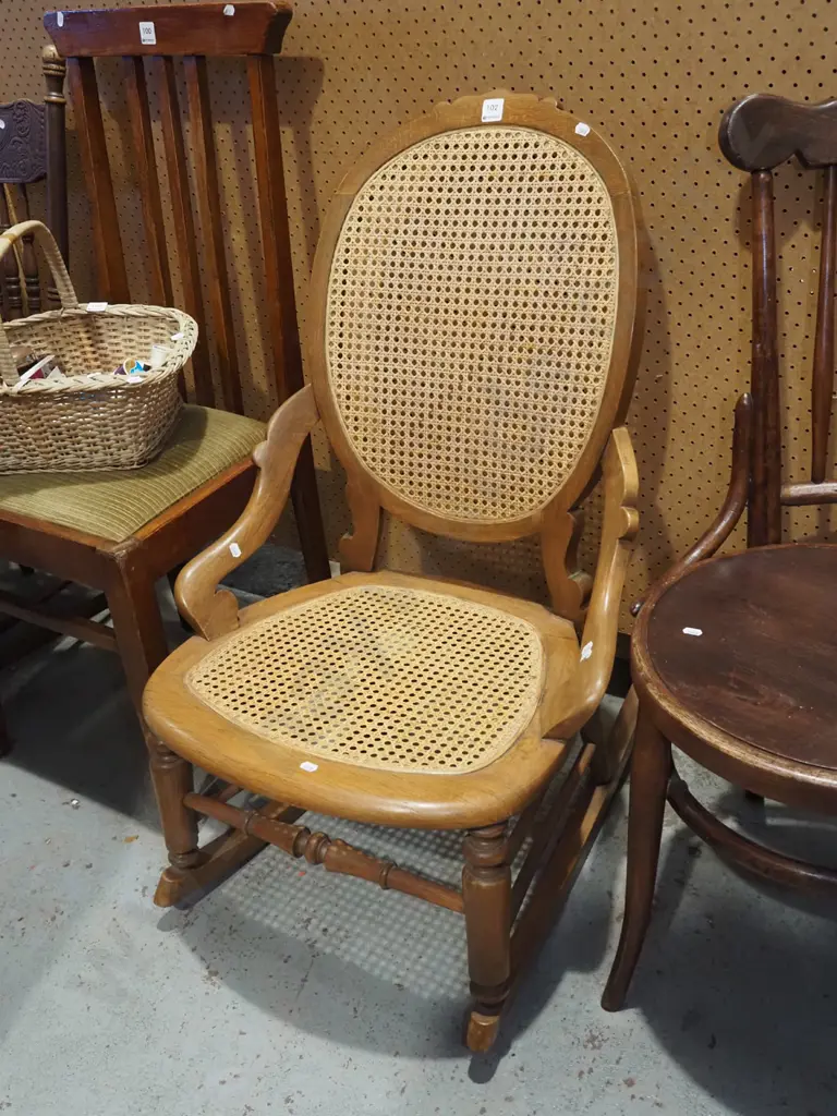 mahogany and rattan rocking chair Image 1++