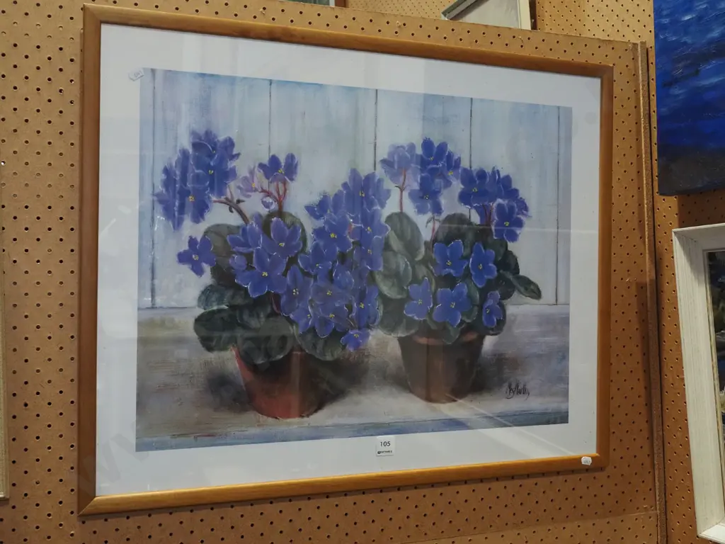 framed print - blue flowers Image 1++