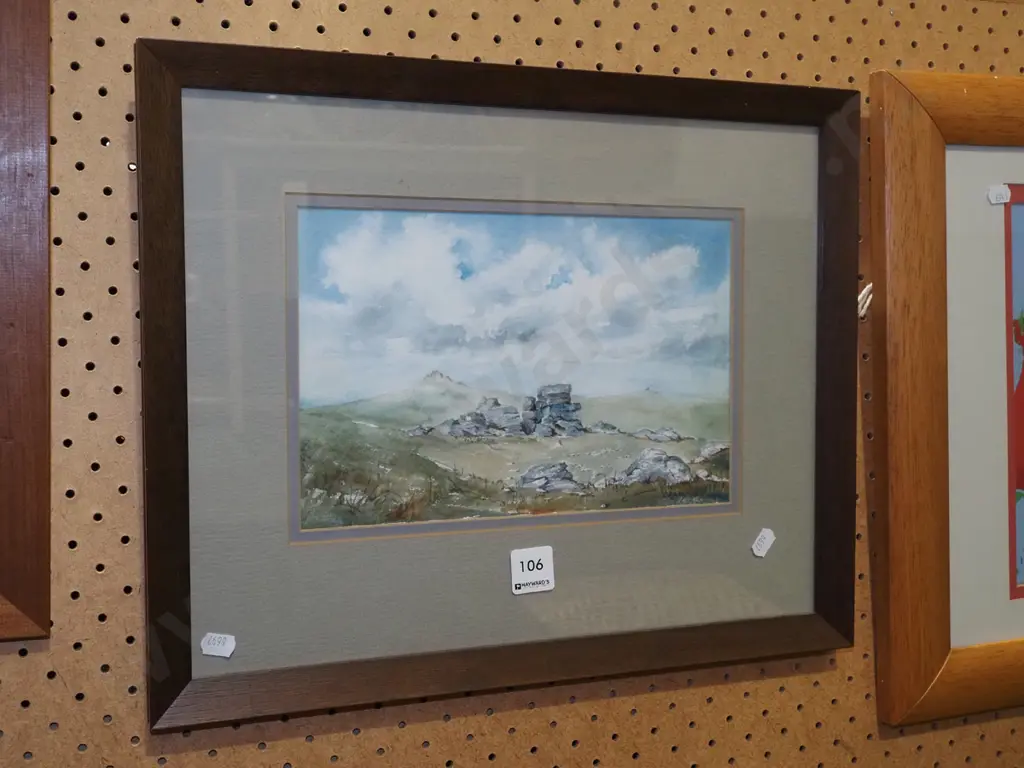 framed watercolour - landscape with rocks Image 1++