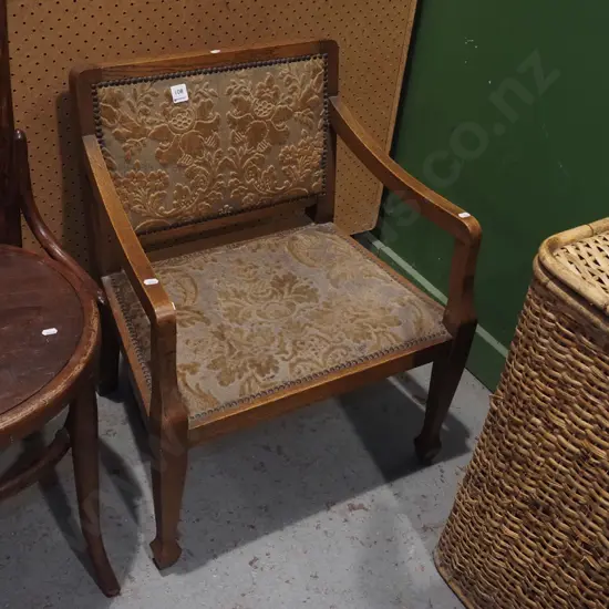 unusual oak upholstered low bedroom chair