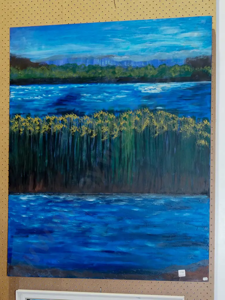 large oil on board - river scene H1010 Image 1++