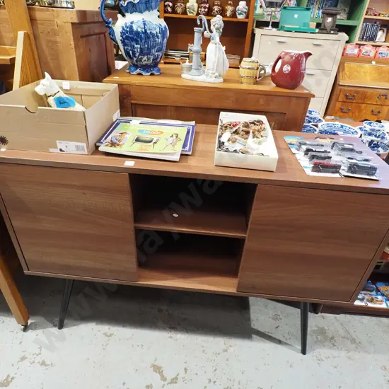 modern faux wood veneer 2 door sideboard with shelves H860 W1200 D400