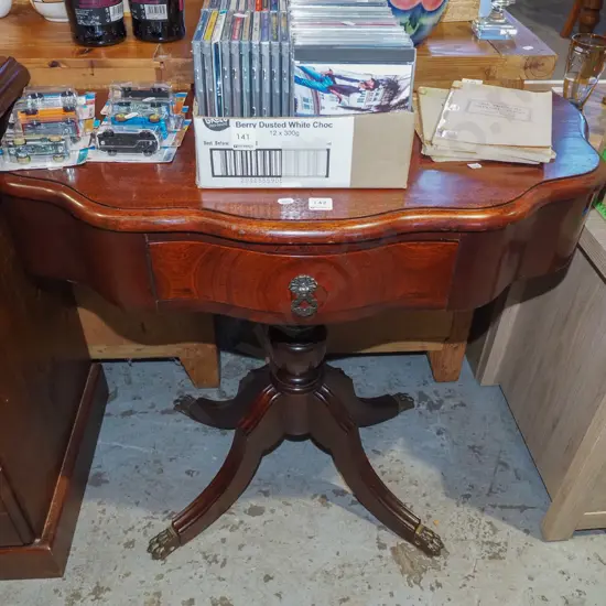 mahogany pedestal single drawer hall table H680 W820 D390