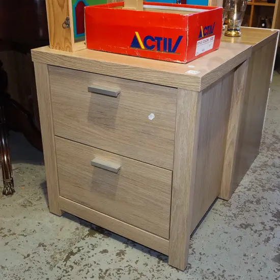 mdf faux wood veneer 2 drawer bedside cabinet
