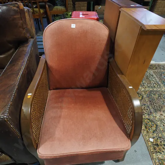 deco bergere bentwood upholstered chair
