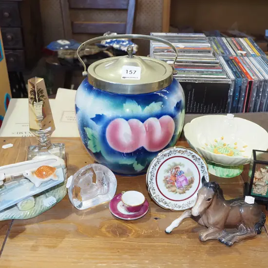 biscuit barrel, horse figurine, Carlton comport etc