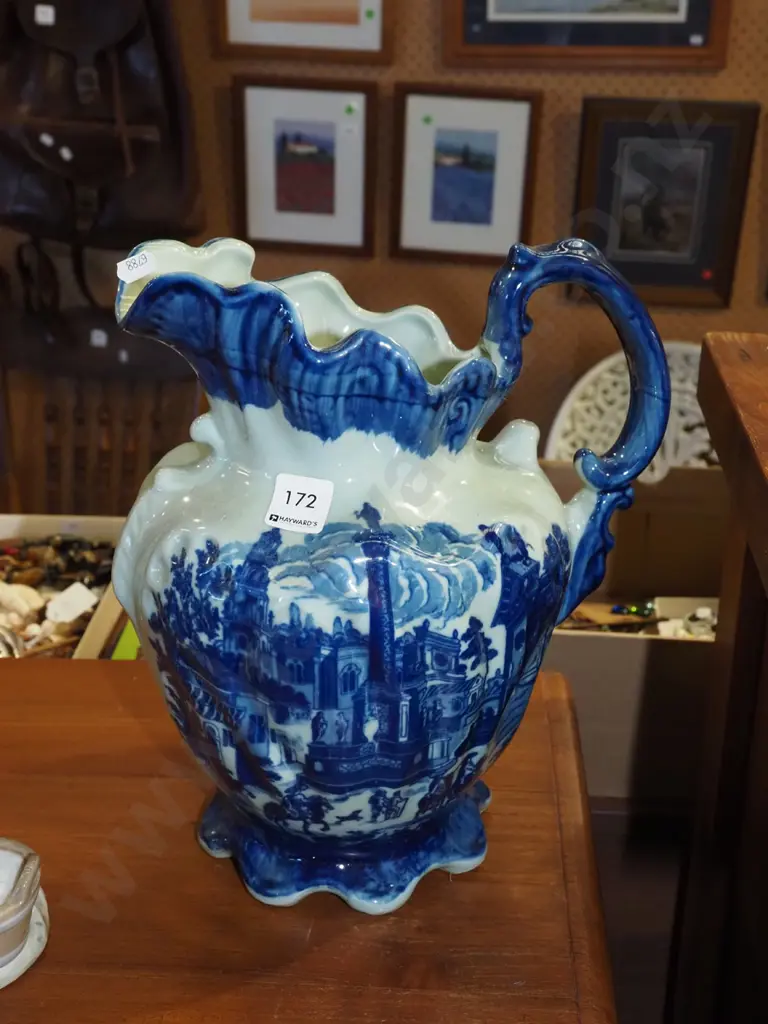 Victoria Ware flow blue wash jug h310 Image 1++