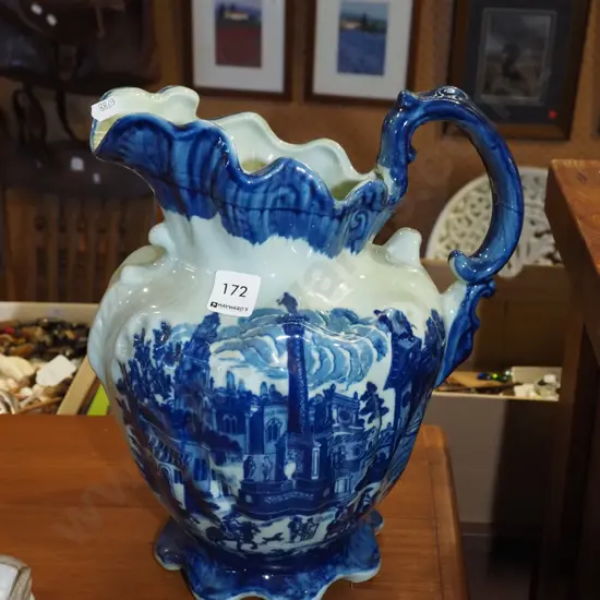 Victoria Ware flow blue wash jug h310