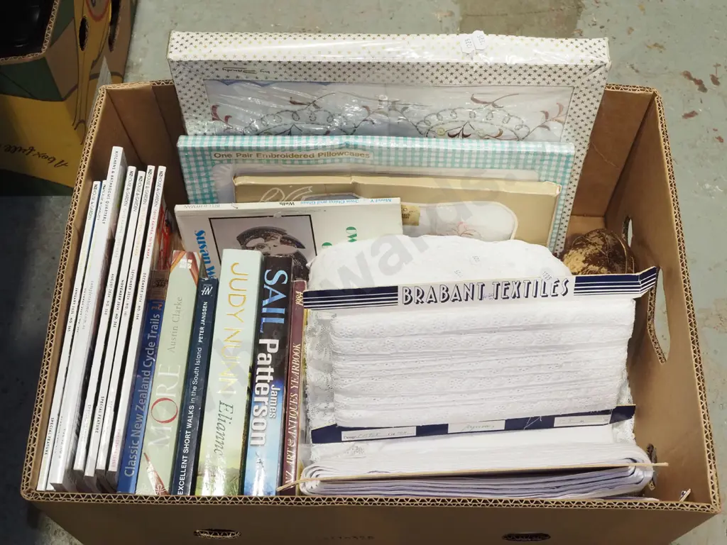 box; as new linen, books, broderie anglaise ribbon Image 1++