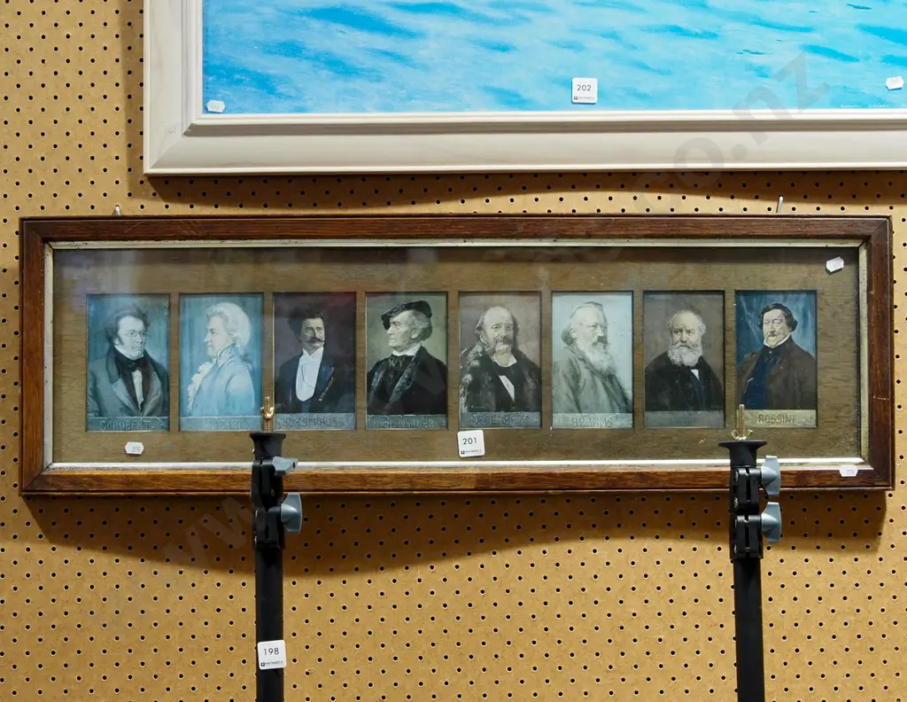 oak framed multiple prints - composers Image 1++