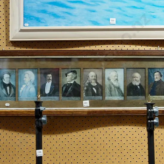 oak framed multiple prints - composers