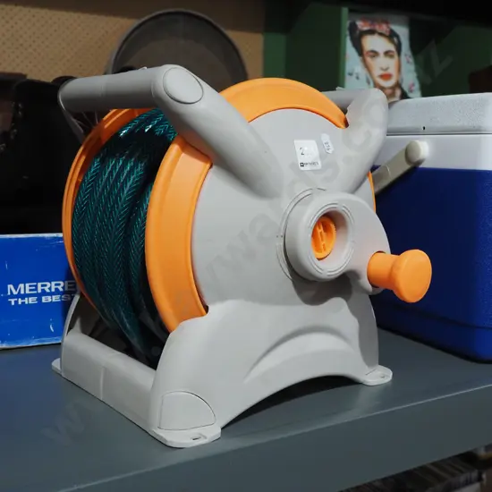 small garden hose reel and hose