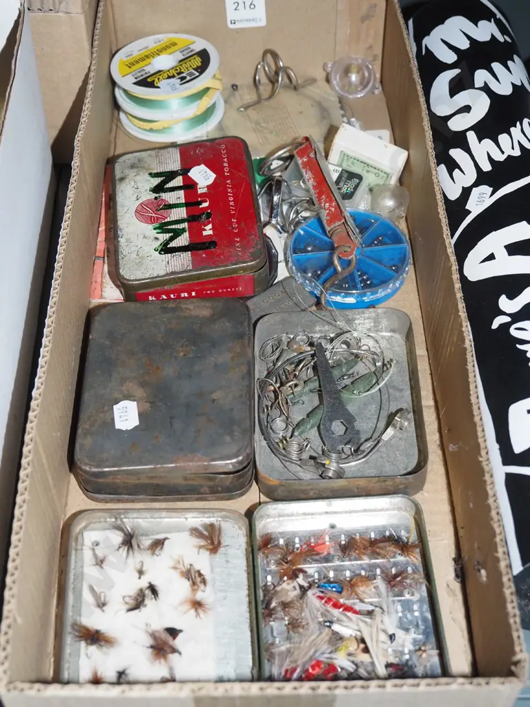 box; fly fishing flies, lines, sinkers etc Image 1++