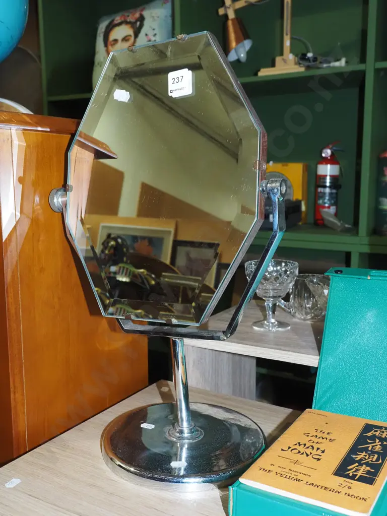 deco bevel edge and chrome dressing table mirror H490 Image 1++