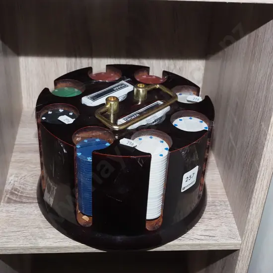 poker caddy with chips and cards