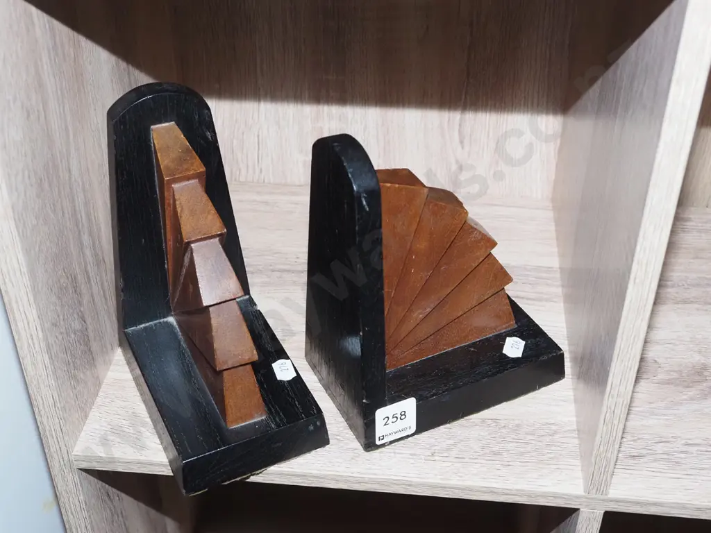 deco wooden book ends Image 1++