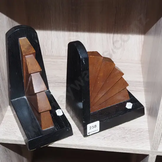 deco wooden book ends