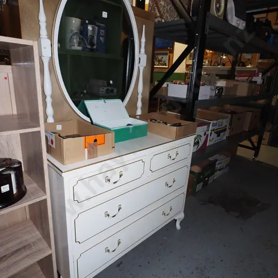 mdf melteca cab leg 4 drawer mirror back dresser H580 W890 D410