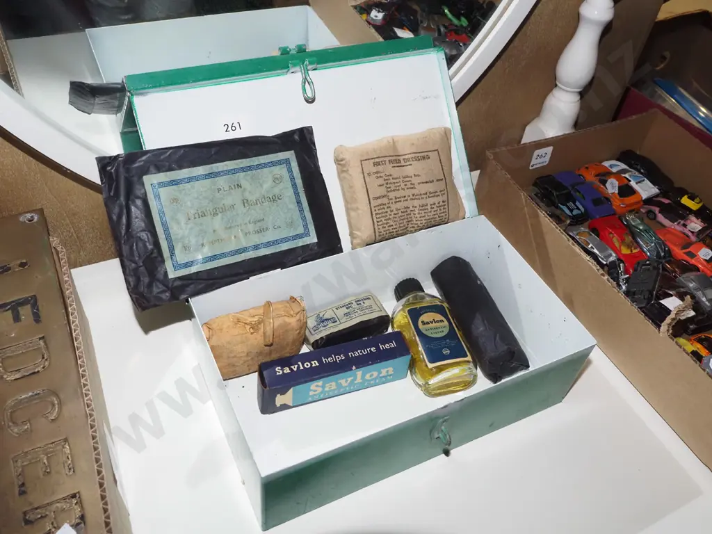 metal first aid kit and contents Image 1++