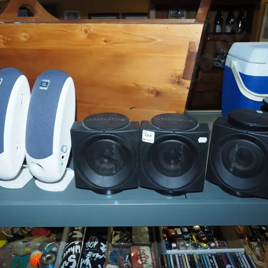 Wharfedale and JBL speakers