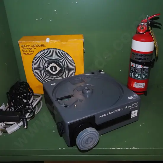 fire extinguisher, Kodak carousel slide projector