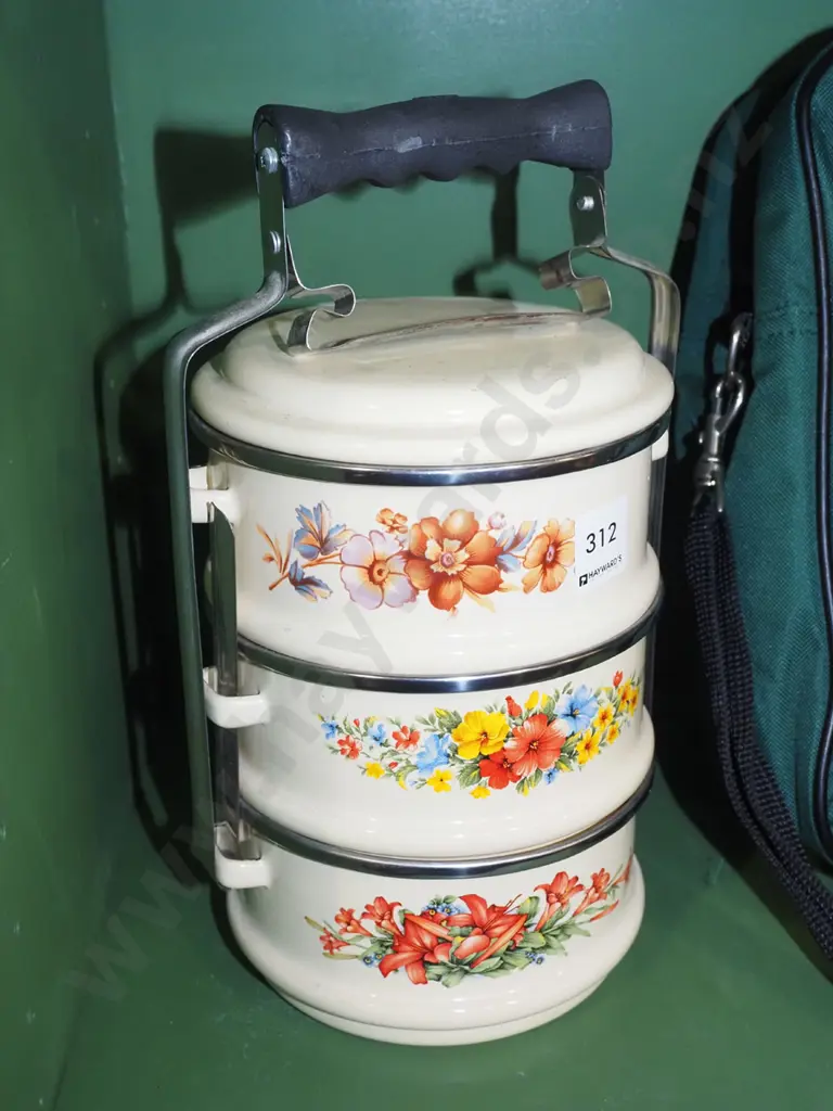 enamel 3 pot lunch pail Image 1++