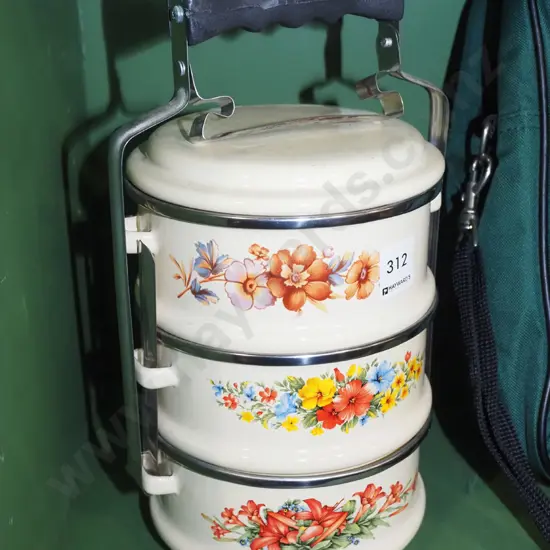 enamel 3 pot lunch pail