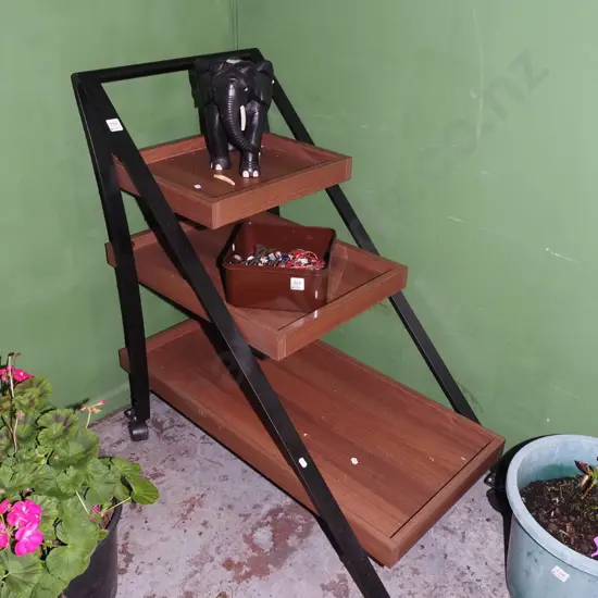 modern wood and metal 3 tier tea trolley H870 W910 D475