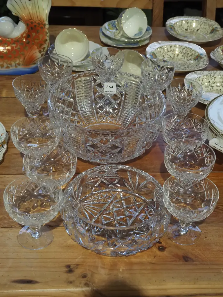 cut crystal bowls, comports, wine glasses Image 1++