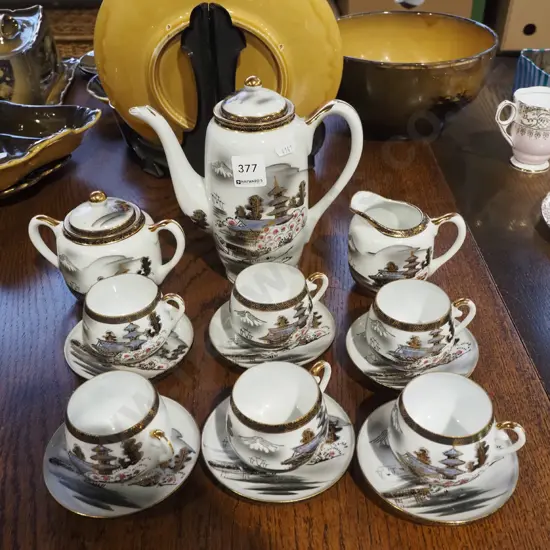 Japanese 15 piece geisha tea set
