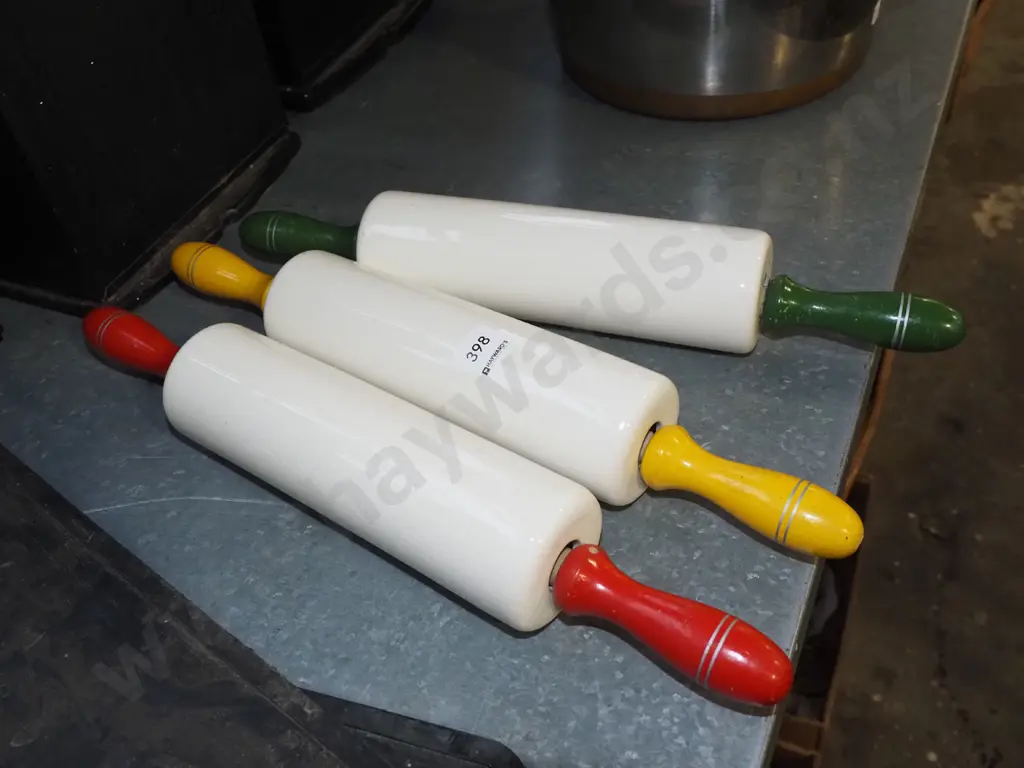 3x vintage ceramic rolling pins Image 1++
