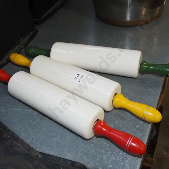 3x vintage ceramic rolling pins